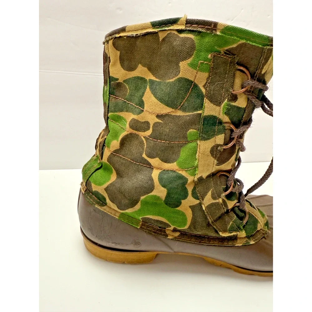 Vintage Browning Camo Duck Boots Made in Canada Embossed Sole Hunting Size 10